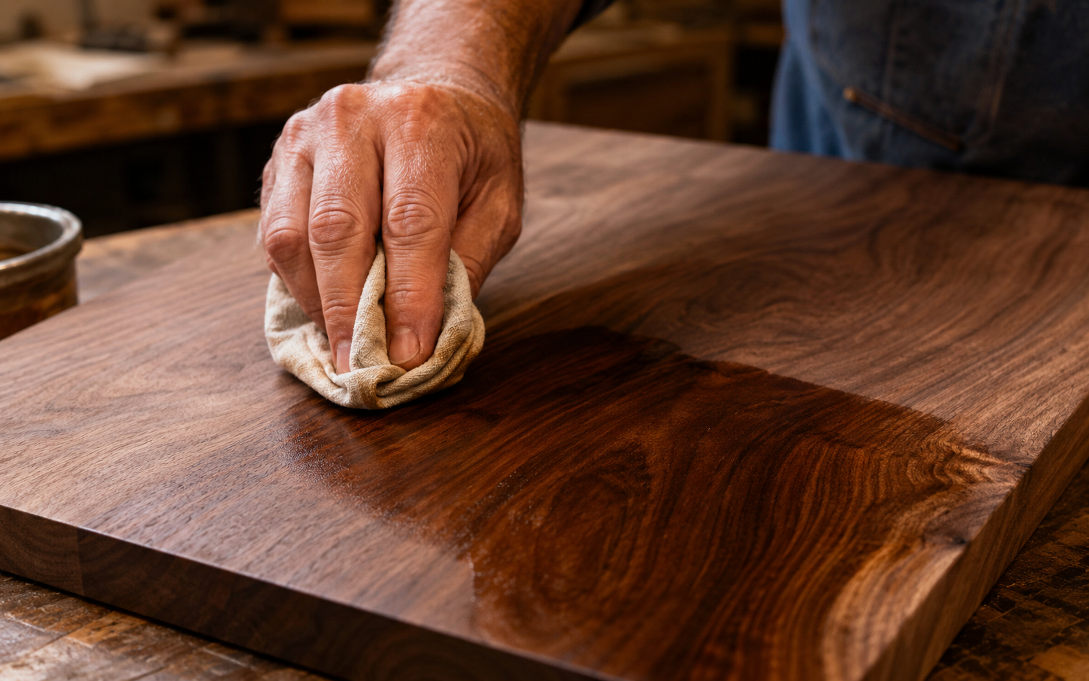 Applying finish to a wooden surface